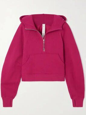 lululemon scuba cropped cotton-blend half-zip hoodie - pink